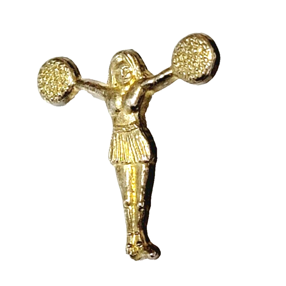 Vintage Cheerleader Pin Pom-Pom Girl Gold-tone metal Mid-century ab1-25